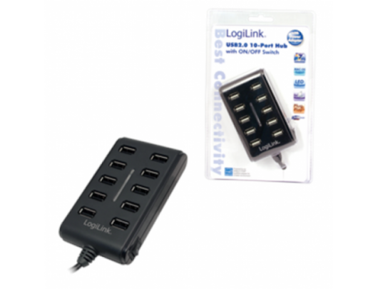 USB adapteris Logilink UA0125 USB Hub 10-Port USB2.0 with power adapter 3.5A, Logilink