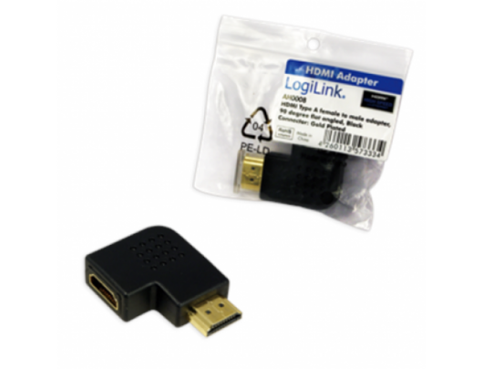 Adapteris HDMI Adapter, AM to AF in 90 degree flat angled Logilink