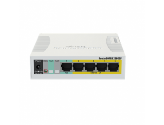 Komutatorius MikroTik Cloud Router Switch RB260GSP 1000 Mbit/s, Ethernet LAN (RJ-45) ports 5, Desktop