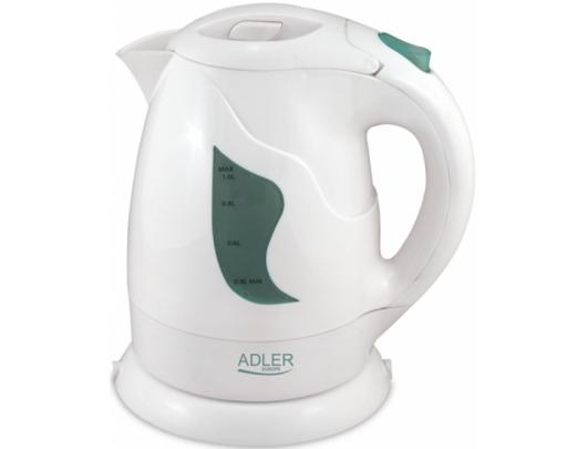 Virdulys Adler AD 08 Standard kettle, Plastic, White, 850 W, 1 L, 360° rotational base