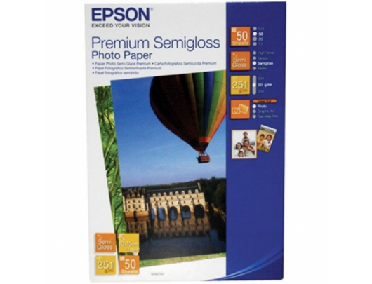 Foto popierius Epson Premium Semigloss Photo Paper 10x15cm, 251g/m2, 50 sheets Epson