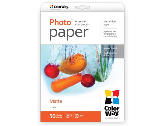 Foto popierius ColorWay Matte Photo Paper, 50 sheets, 10x15, 190 g/m²