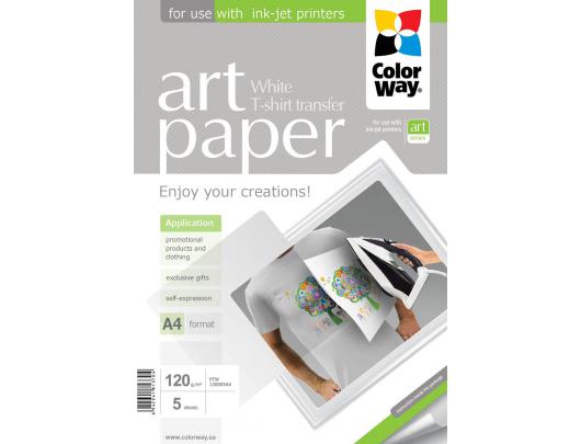 Foto popierius ColorWay ART Photo Paper T-shirt transfer (white), 5 sheets, A4, 120 g/m²