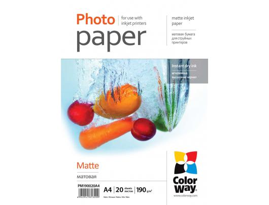 Foto popierius ColorWay Matte, 20 vnt., A4, 190 g/m²