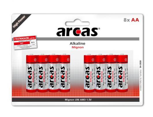 Baterijos Arcas AA/LR6, Alkaline, 8 vnt