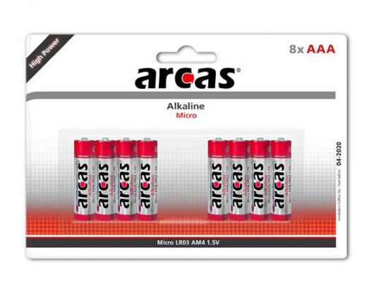 Baterijos Arcas AAA/LR03, Alkaline, 8 vnt