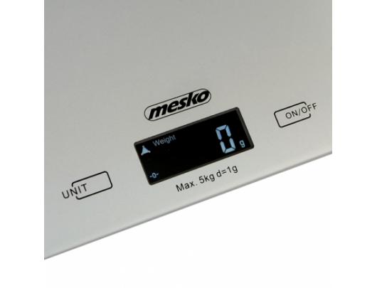 Virtuvinės svarstyklės Mesko Kitchen Scales MS 3145 Maximum weight (capacity) 5 kg, Graduation 1 g, Silver, Warranty 24 month(s)