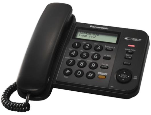 Telefonas Panasonic Corded KX-TS580FXB Built-in display, Speakerphone, 618 g, 95x190x196 mm, Black, Caller ID, Phonebook capacity 50 entries
