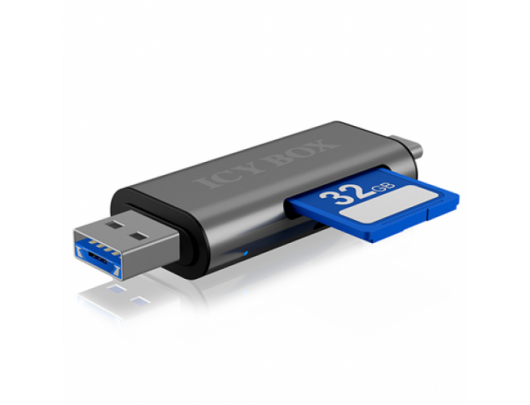 Kortelių skaitytuvas Icy box IB-CR200-C SD/MicroSD (TF) USB 2.0 card reader with Type-C and -A to micro USB (OTG) interface, Micro SDHC, Micro SDXC, microSD 3.0 UHS-I SD, SDHC, SDXC, SD 2.0 UHS-I, MMC