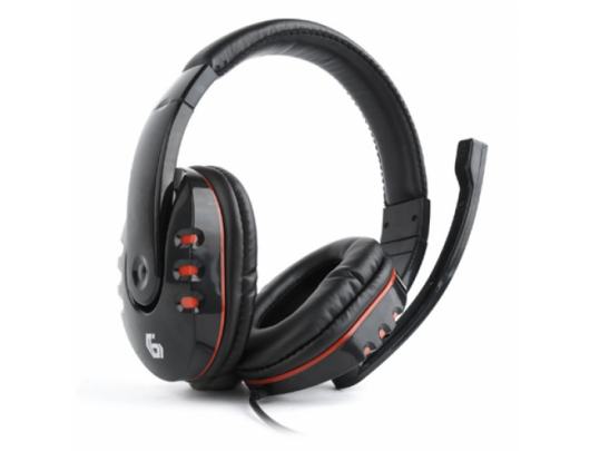 Ausinės Gembird Glossy Black, Gaming headset with volume control, Built-in microphone, 3.5 mm