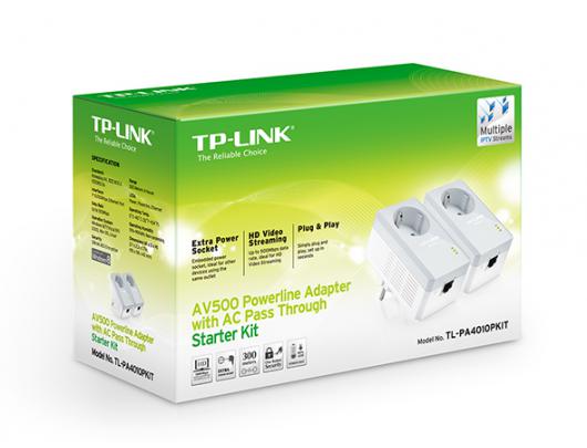 Powerline adapterių rinkinys TP-Link TL-PA4010PKIT AV500+ 500 Mbps