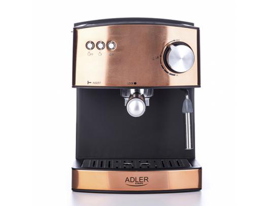Kavos aparatas Adler Espresso coffee machine AD 4404cr Pump pressure 15 bar, Built-in milk frother, Semi-automatic, 850 W, Cooper/ black