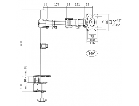 Stalinis laikiklis Logilink BP0021 13-27", tvirtinamas prie stalo