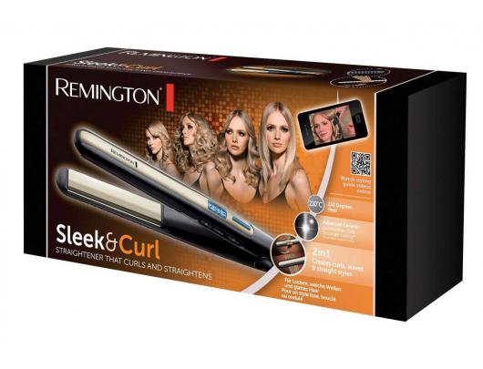 Žnyplės plaukams Remington Hair Straightener S6500 Sleek & Curl Ceramic heating system, Display Yes, Temperature (max) 230 °C, Black