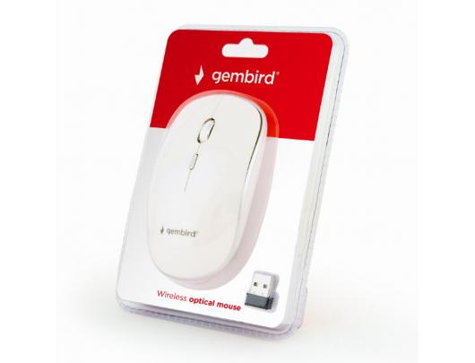 Belaidė pelė Gembird MUSW-4B-01-W Standard, No, White, No, Wireless connection
