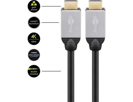 Kabelis Goobay 75053 HighSpeed HDMI connection cable with Ethernet, 1 m