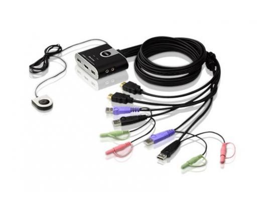 Komutatorius Aten 2-Port USB HDMI/Audio Cable KVM Switch with Remote Port Selector