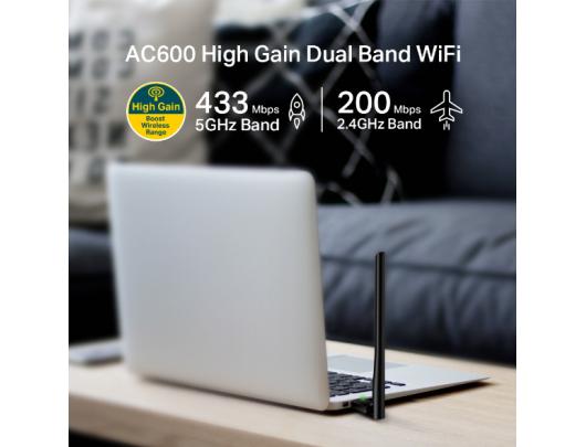 Wifi adapteris TP-LINK Dual Band USB 2.0 Adapter Archer T2U Plus  2.4GHz/5GHz, 802.11ac, 200+433 Mbps, 1xExternal antenna 5dBi