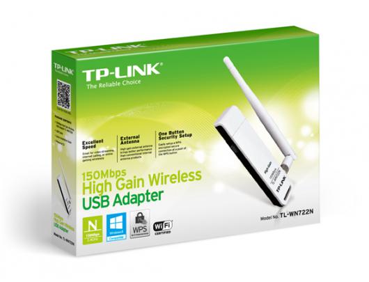 Wifi adapteris TP-LINK USB 2.0 Adapter TL-WN722N 2.4GHz, 802.11n, 150 Mbps, 1xDetachable antenna 4dBi