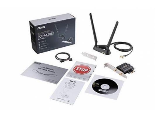Tinklo adapteris Asus PCE-AX58BT Wi-Fi 6 (802.11ax) AX3000 Dual-Band PCIe Wi-Fi Adapter Asus