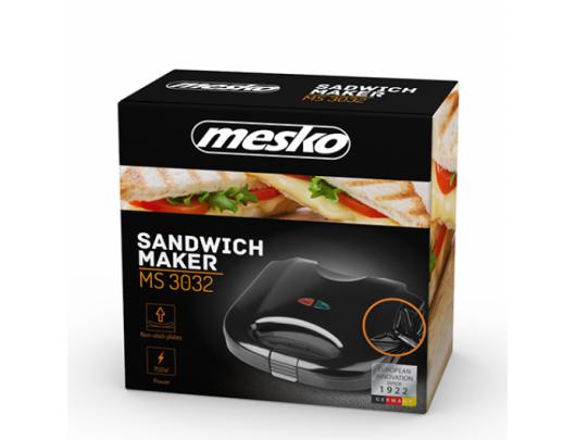 Sumuštinių keptuvė Mesko Sandwich maker MS 3032 750 W, Number of plates 1, Number of pastry 2, Black