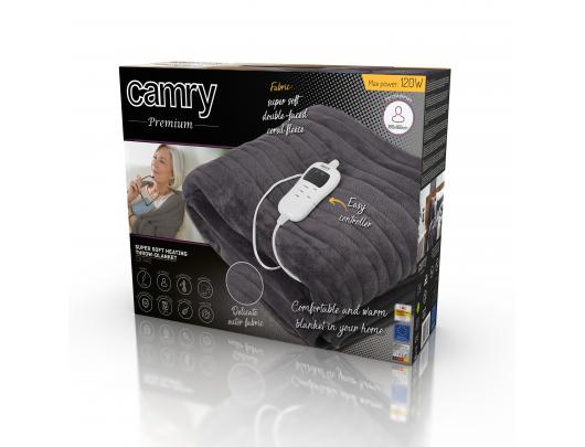 Šildanti antklodė Camry Electric blanket CR 7418 Number of heating levels 7, Number of persons 1, Washable, Coral fleece, 110-120 W, Brown