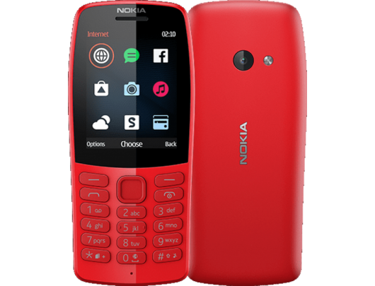 Mobilusis telefonas Nokia 210 Red, 2.4", TFT, 240 x 320 pixels, 16 MB, Dual SIM, Bluetooth, 3.0, USB version microUSB, Main camera 0.3 MP, 1020 mAh