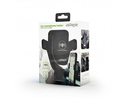 Laikiklis EnerGenie EG-TA-CHAV-QI10-01 77 g, Black, Car smartphone holder with wireless charger, Universal