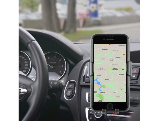 Laikiklis EnerGenie EG-TA-CHAV-QI10-01 77 g, Black, Car smartphone holder with wireless charger, Universal