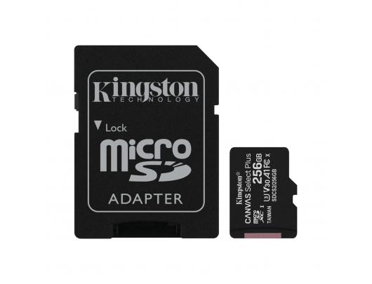 Atminties kortelė Kingston Canvas Select Plus UHS-I 256GB Micro SDXC CL10 su SD adapteriu
