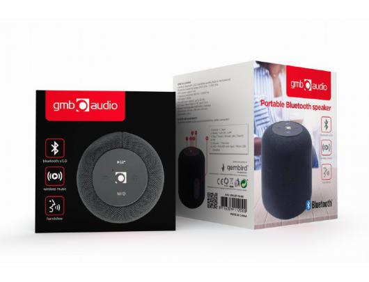 Kolonėlės Gembird SPK-BT-15-BK Portable Bluetooth speaker, Wireless, 5 W, 1200 mAh, Black