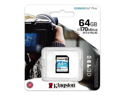Atminties kortelė Kingston Canvas Go! Plus 64GB SD CL10