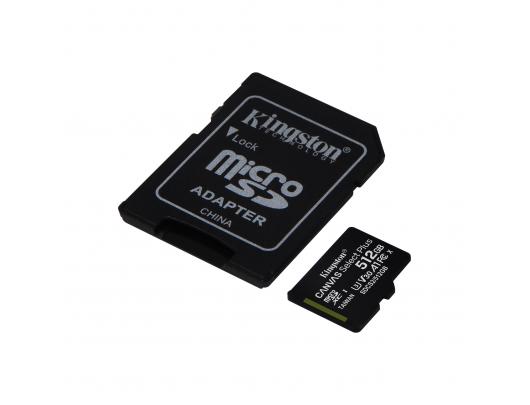Atminties kortelė Kingston Canvas Select Plus 512 GB, Micro SD, Flash memory class 10, SD adapter