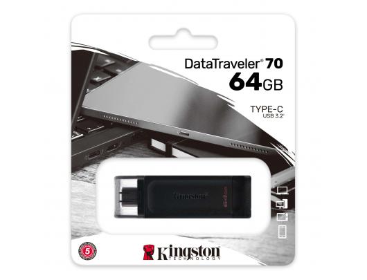 USB raktas Kingston DataTraveler 70 64GB USB Type C Black