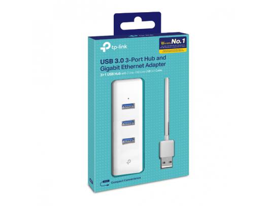 Jungčių stotelė TP-LINK USB 3.0 3-Port Hub & Gigabit Ethernet Adapter 2 in 1 USB Adapter UE330