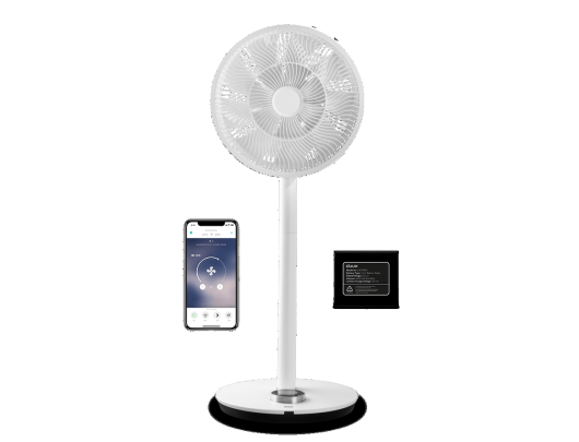 Ventiliatorius su stovu Duux Smart Fan Whisper Flex Smart Whitewith Battery Pack, laikmatis, greičio režimų skaičius 26, 2-22 W, Oscillation, skersmuo