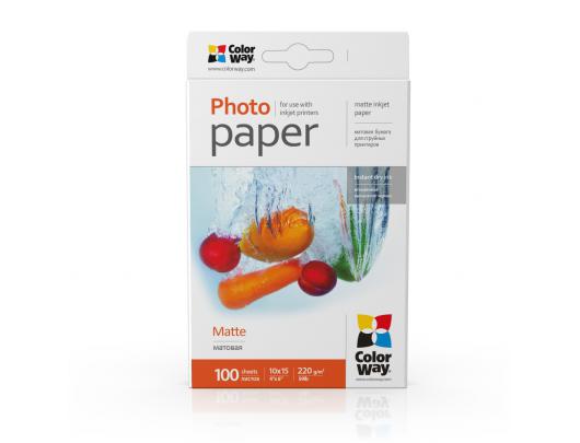 Popierius ColorWay PM2201004R Matte Photo Paper, White, 10 x 15 cm, 220 g/m²