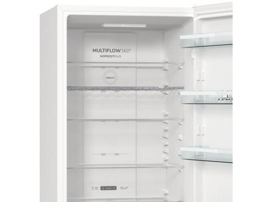 Šaldytuvas Gorenje Refrigerator NRK6202AW4 Energy efficiency class E, Free standing, Combi, Height 200 cm, No Frost system, Fridge net capacity 235 L, Freezer net capacity 96 L, Display, 38 dB, White