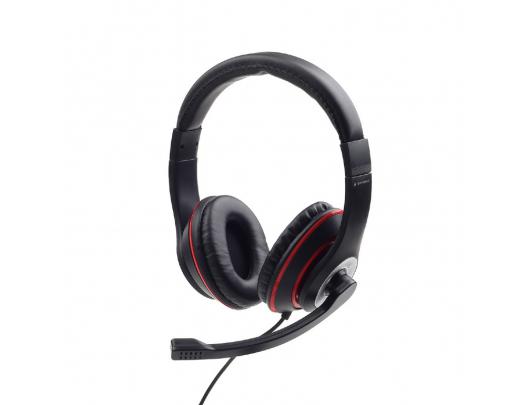 Ausinės Gembird Stereo headset MHS-03-BKRD , Headband/On-Ear, 3.5 mm jack, Black colour with red ring