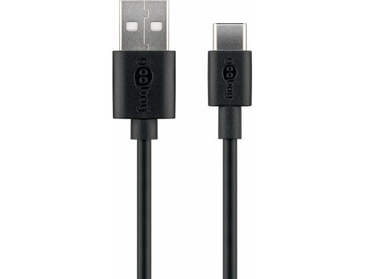 Kabelis Goobay USB-C cable Male 24 pin USB-C Male Black 4 pin USB Type A 1 m