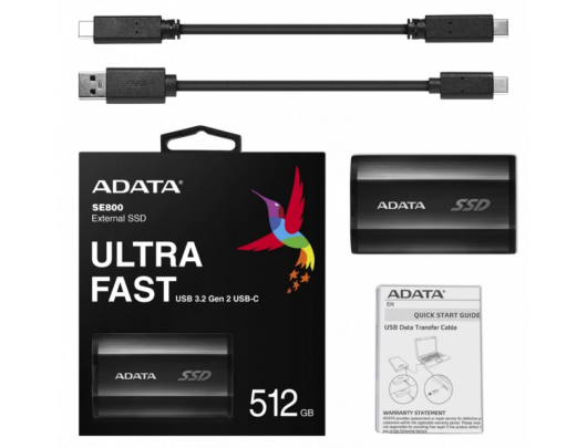Išorinis diskas ADATA External SSD SE800 512 GB, USB 3.2, Black