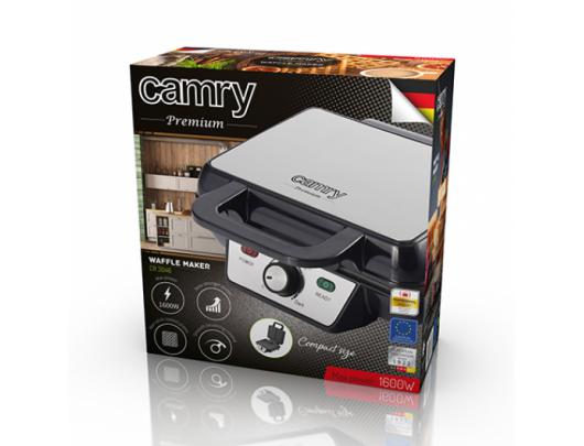 Vaflinė Camry Waffle Maker CR 3046 1600 W, Number of pastry 2, Belgium, Black/Stainless Steel