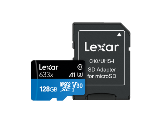 Atminties kortelė Lexar High-Performance 633x UHS-I micro SDXC, 128 GB, Class 10, U3, V30, A1, 45 MB/s, 100 MB/s