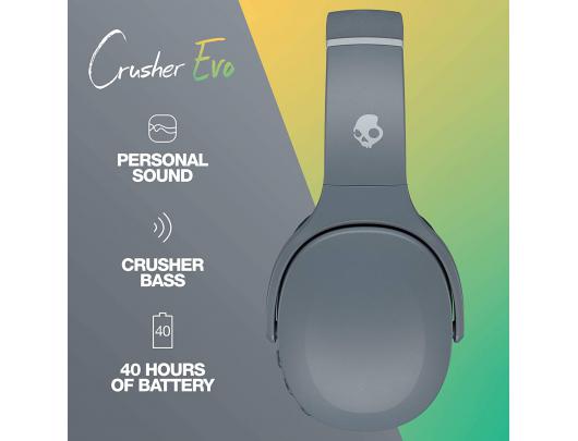 Ausinės Skullcandy Wireless Headphones Crusher Evo Over-ear, Microphone, Wireless, Chill Grey