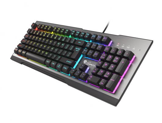 Klaviatūra Genesis Rhod 500 Gaming keyboard, RGB LED light, US, Silver/Black, Wired