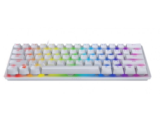 Žaidimų klaviatūra Razer Huntsman Mini 60%, Gaming, Opto-Mechanical, RGB LED light, Nordic, Mercury White, Wired