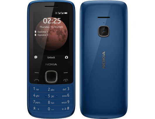 Mobilus telefonas Nokia 225 4G TA-1316 Blue, 2.4 ", TFT, 240 x 320 pixels, 64 MB, 128 MB, Dual SIM, Nano-SIM, 3G, Bluetooth, 5.0, USB version MicroUSB, Built-in camera, Main camera 0.3 MP, 1150 mAh