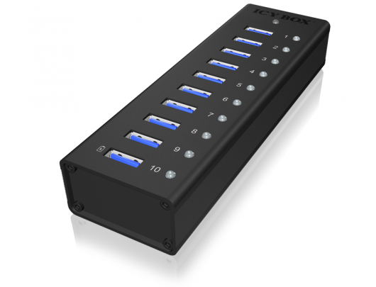 Adapteris Raidsonic 10 port USB 3.0 Hub Icy Box IB-AC6110 Black