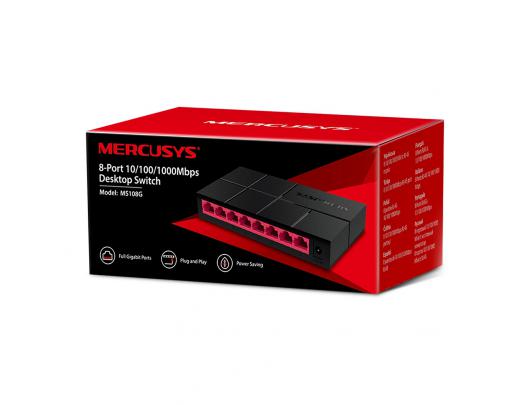 Komutatorius (Switch) Mercusys Switch MS108G Unmanaged, Desktop, Power supply type External, Ethernet LAN (RJ-45) ports 8