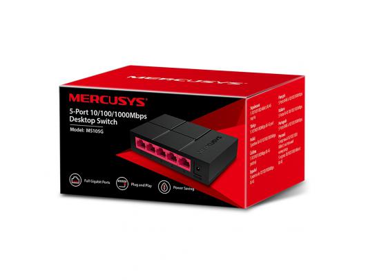 Komutatorius Mercusys Switch MS105G Unmanaged, Desktop, Power supply type External, Ethernet LAN (RJ-45) ports 5
